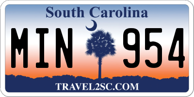 SC license plate MIN954