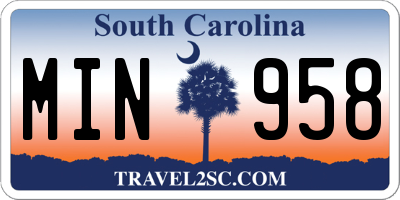 SC license plate MIN958