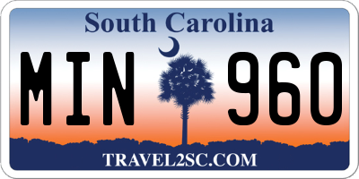 SC license plate MIN960