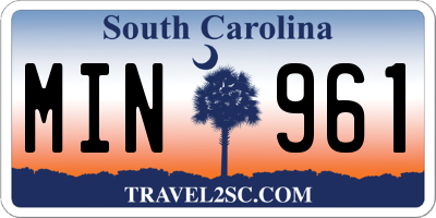 SC license plate MIN961