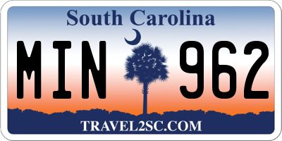 SC license plate MIN962