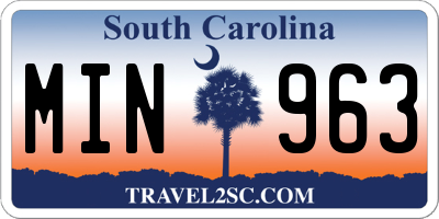 SC license plate MIN963