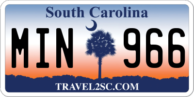 SC license plate MIN966