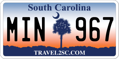 SC license plate MIN967