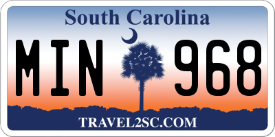 SC license plate MIN968