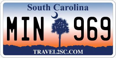 SC license plate MIN969