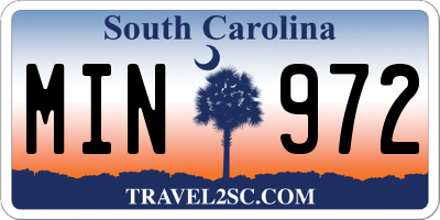 SC license plate MIN972