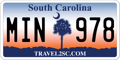 SC license plate MIN978