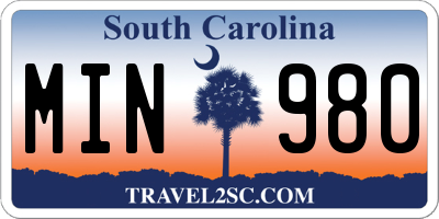 SC license plate MIN980