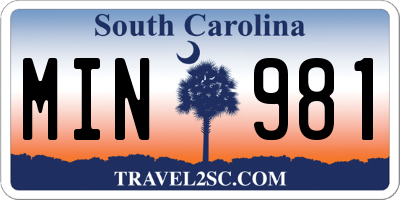 SC license plate MIN981