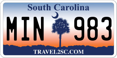 SC license plate MIN983