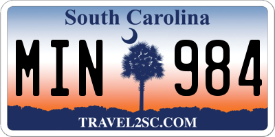 SC license plate MIN984