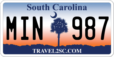SC license plate MIN987