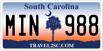 SC license plate MIN988
