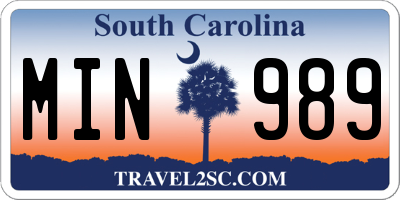 SC license plate MIN989