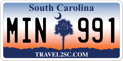 SC license plate MIN991