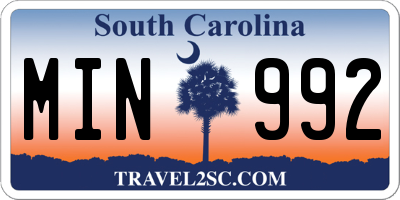 SC license plate MIN992