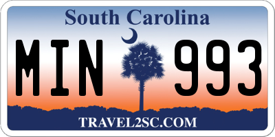 SC license plate MIN993