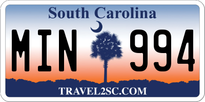 SC license plate MIN994