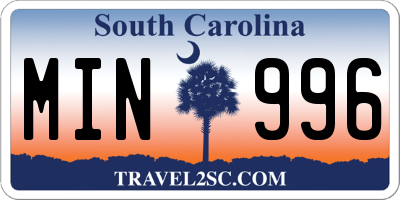 SC license plate MIN996