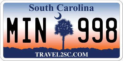 SC license plate MIN998