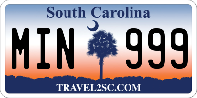 SC license plate MIN999
