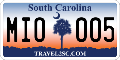 SC license plate MIO005