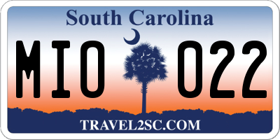 SC license plate MIO022