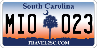 SC license plate MIO023