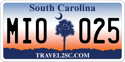 SC license plate MIO025