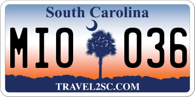 SC license plate MIO036