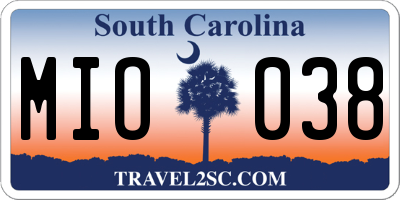 SC license plate MIO038