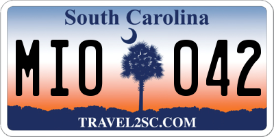 SC license plate MIO042