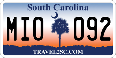 SC license plate MIO092