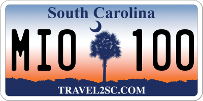 SC license plate MIO100