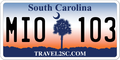SC license plate MIO103