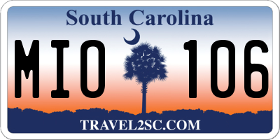 SC license plate MIO106