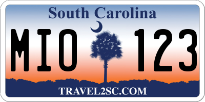 SC license plate MIO123