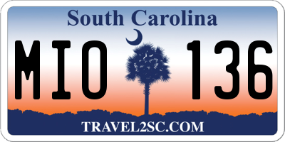 SC license plate MIO136