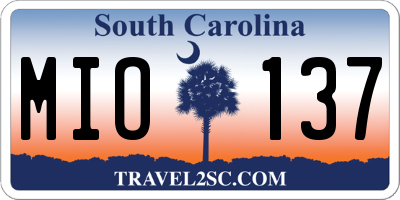 SC license plate MIO137