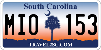 SC license plate MIO153