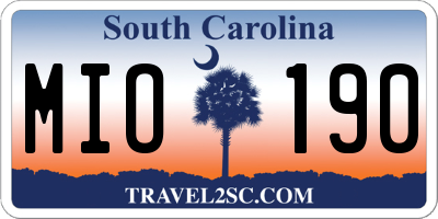 SC license plate MIO190