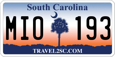 SC license plate MIO193