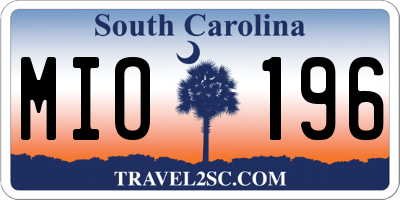 SC license plate MIO196