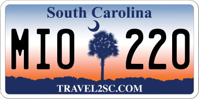 SC license plate MIO220