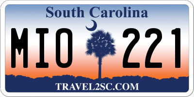 SC license plate MIO221