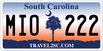 SC license plate MIO222