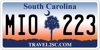 SC license plate MIO223