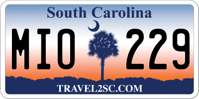 SC license plate MIO229