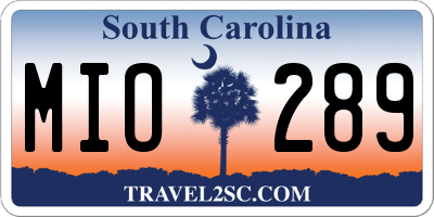 SC license plate MIO289